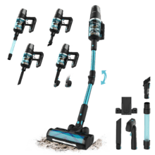 Conga Rockstar 9500 Lunar Pet Flex Aspirador vertical con Máxima potencia de succión de 300 AW y ultrapotencia de 780 W. 90 minutos de autonomía. Cepillo HairLess antienredos. Tubo flexible y kit de accesorios completo. Incluye cepillo para animales.
