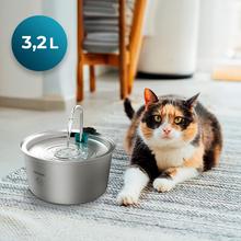 Pumba 3200 Refresh Inox Fontaine automatique pour animaux de compagnie d'une capacité de 3,2 litres, en acier inoxydable, avec design en cascade.
