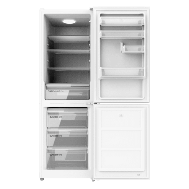Bolero CoolMarket Combi 296 DF White Frigorífico combi en blanco con función DeFrost de 185x60cm, Volumen de conservación de 296 Litros, Iluminación interior y Cajón para frutas y verduras.