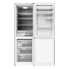 Bolero CoolMarket Combi 296 DF Inox Frigorífico combi en inox con función DeFrost de 185x60cm, Volumen de conservación de 296 Litros, Iluminación interior y Cajón para frutas y verduras.