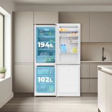 Bolero CoolMarket Combi 296 DF Inox Frigorífico combi en inox con función DeFrost de 185x60cm, Volumen de conservación de 296 Litros, Iluminación interior y Cajón para frutas y verduras.
