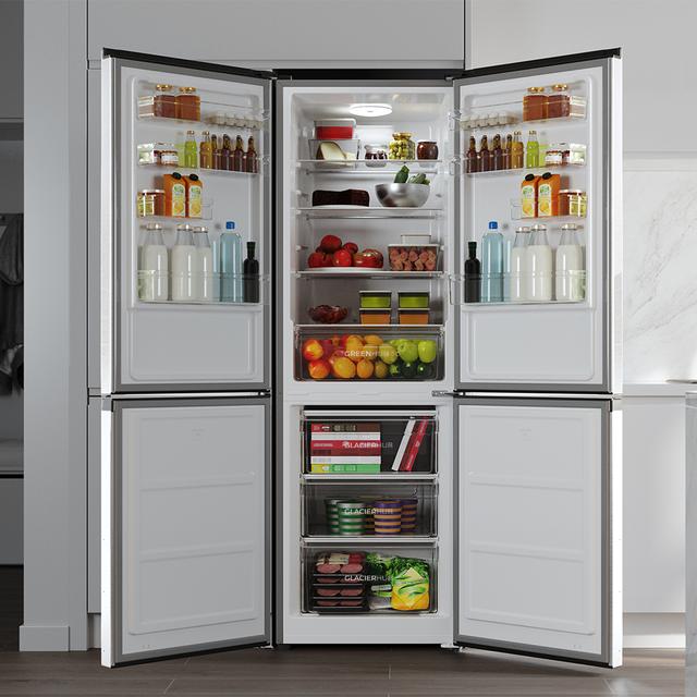 Bolero CoolMarket Combi 296 DF Inox Frigorífico combi en inox con función DeFrost de 185x60cm, Volumen de conservación de 296 Litros, Iluminación interior y Cajón para frutas y verduras.