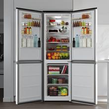 Bolero CoolMarket Combi 296 DF Inox Frigorífico combi en inox con función DeFrost de 185x60cm, Volumen de conservación de 296 Litros, Iluminación interior y Cajón para frutas y verduras.