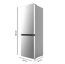 Bolero CoolMarket Combi 296 DF Inox Frigorífico combi en inox con función DeFrost de 185x60cm, Volumen de conservación de 296 Litros, Iluminación interior y Cajón para frutas y verduras.
