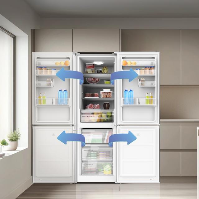 Bolero CoolMarket Combi 296 DF Inox Frigorífico combi en inox con función DeFrost de 185x60cm, Volumen de conservación de 296 Litros, Iluminación interior y Cajón para frutas y verduras.