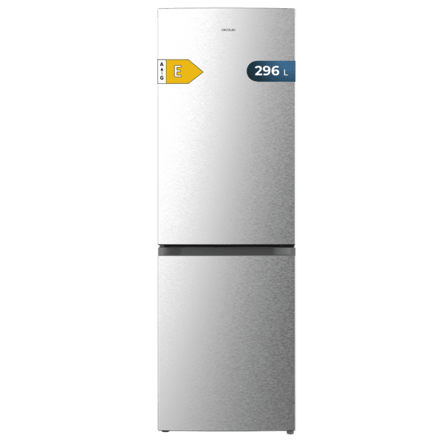 Bolero CoolMarket Combi 296 DF Inox Frigorífico combi en inox con función DeFrost de 185x60cm, Volumen de conservación de 296 Litros, Iluminación interior y Cajón para frutas y verduras.