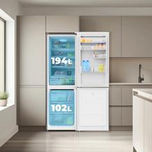 Bolero CoolMarket Combi 296 DF Dark Frigorífico combi en inox oscuro con función DeFrost de 185x60cm, Volumen de conservación de 296 Litros, Iluminación interior y Cajón para frutas y verduras.