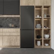 Bolero CoolMarket Combi 296 DF Dark Frigorífico combi en inox oscuro con función DeFrost de 185x60cm, Volumen de conservación de 296 Litros, Iluminación interior y Cajón para frutas y verduras.