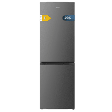 Bolero CoolMarket Combi 296 DF Dark Frigorífico combi en inox oscuro con función DeFrost de 185x60cm, Volumen de conservación de 296 Litros, Iluminación interior y Cajón para frutas y verduras.