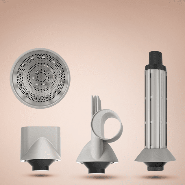 DryGlam Waves Champagne Secador de cabelo com motor Brushless e tecnologia de plasma revolucionária, motor de 1600 W 110000 RPM, cabeças com efeito Coanda 4 em 1, ecrã digital, controlo inteligente do calor, função de memória e motor silencioso