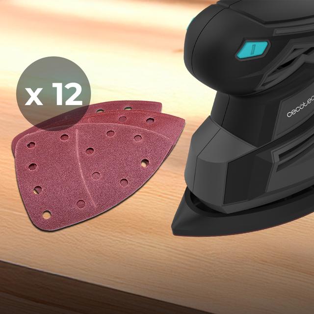 PerfectSurface 125 Delta EasyGo Ponceuse d'une puissance de 130 W. 13.500 tr/min. Design Delta. Accessoire FingerDetail et sac de transport. 12 rechanges inclus. Connexion à l'aspirateur et sac de collecte de poussière. Câble de 2 mètres.