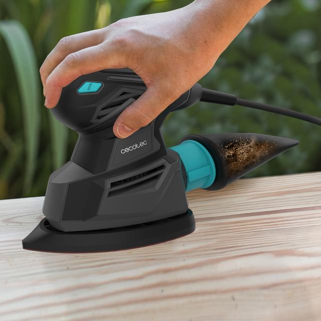 PerfectSurface 125 Delta EasyGo Ponceuse d'une puissance de 130 W. 13.500 tr/min. Design Delta. Accessoire FingerDetail et sac de transport. 12 rechanges inclus. Connexion à l'aspirateur et sac de collecte de poussière. Câble de 2 mètres.