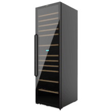 Bolero GrandSommelier Duo 176000 Black Vinoteca libre instalación, 195.5x59.5cm, 176 Botellas, Dual Cooling, 2 Zonas temperatura, Rango 5-20ºC, Display LED, Doble Vidrio UV, 12 Bandejas madera, luz LED, Alarma temperatura y puerta, Filtro carbón activo, Compresor.