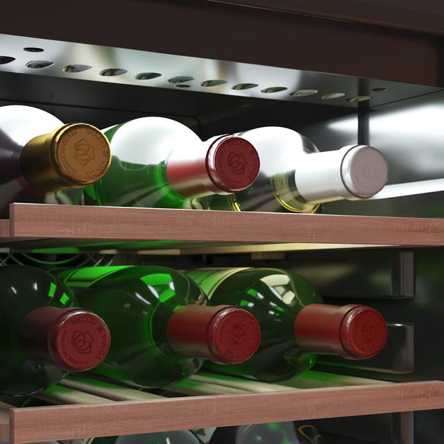Bolero GrandSommelier Duo 176000 Black Vinoteca libre instalación, 195.5x59.5cm, 176 Botellas, Dual Cooling, 2 Zonas temperatura, Rango 5-20ºC, Display LED, Doble Vidrio UV, 12 Bandejas madera, luz LED, Alarma temperatura y puerta, Filtro carbón activo, Compresor.