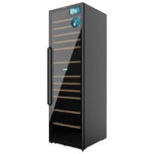 Bolero GrandSommelier Duo 176000 Black Vinoteca libre instalación, 195.5x59.5cm, 176 Botellas, Dual Cooling, 2 Zonas temperatura, Rango 5-20ºC, Display LED, Doble Vidrio UV, 12 Bandejas madera, luz LED, Alarma temperatura y puerta, Filtro carbón activo, Compresor.