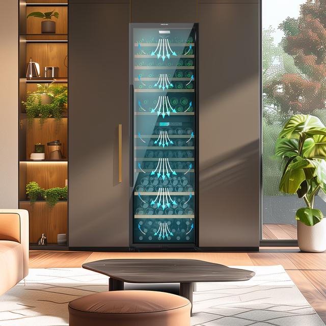 Bolero GrandSommelier Duo 176000 Black Vinoteca libre instalación, 195.5x59.5cm, 176 Botellas, Dual Cooling, 2 Zonas temperatura, Rango 5-20ºC, Display LED, Doble Vidrio UV, 12 Bandejas madera, luz LED, Alarma temperatura y puerta, Filtro carbón activo, Compresor.