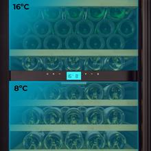 Bolero GrandSommelier Duo 176000 Black Vinoteca libre instalación, 195.5x59.5cm, 176 Botellas, Dual Cooling, 2 Zonas temperatura, Rango 5-20ºC, Display LED, Doble Vidrio UV, 12 Bandejas madera, luz LED, Alarma temperatura y puerta, Filtro carbón activo, Compresor.