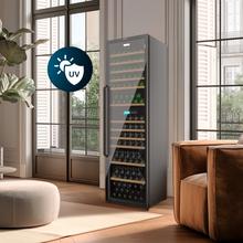 Bolero GrandSommelier Duo 176000 Black Vinoteca libre instalación, 195.5x59.5cm, 176 Botellas, Dual Cooling, 2 Zonas temperatura, Rango 5-20ºC, Display LED, Doble Vidrio UV, 12 Bandejas madera, luz LED, Alarma temperatura y puerta, Filtro carbón activo, Compresor.