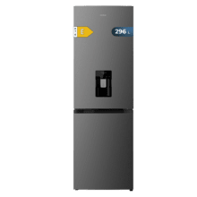 Bolero CoolMarket Combi 296 DF WD Dark Frigorífico combi en inox oscuro con función DeFrost de 185x60cm, Volumen de conservación de 296 Litros, dispensador de agua integrado, Iluminación interior y Cajón para frutas y verduras.