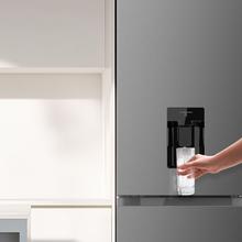 Bolero CoolMarket Combi 296 DF WD Dark Frigorífico combi en inox oscuro con función DeFrost de 185x60cm, Volumen de conservación de 296 Litros, dispensador de agua integrado, Iluminación interior y Cajón para frutas y verduras.
