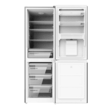 Bolero CoolMarket Combi 296 DF WD Dark Frigorífico combi en inox oscuro con función DeFrost de 185x60cm, Volumen de conservación de 296 Litros, dispensador de agua integrado, Iluminación interior y Cajón para frutas y verduras.