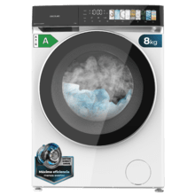 Bolero DressCode 8970 Direct Drive Lavadora de 8 kg color blanco y clase A, con motor Direct Drive y  1400 rpm, 11 programas, pantallaFullColor, puerta XXL y función vapor SteamMax, Spa Care, Soil Level, Delay End, My Fav, luz interior, Drum Clean Plus y Stop&Go