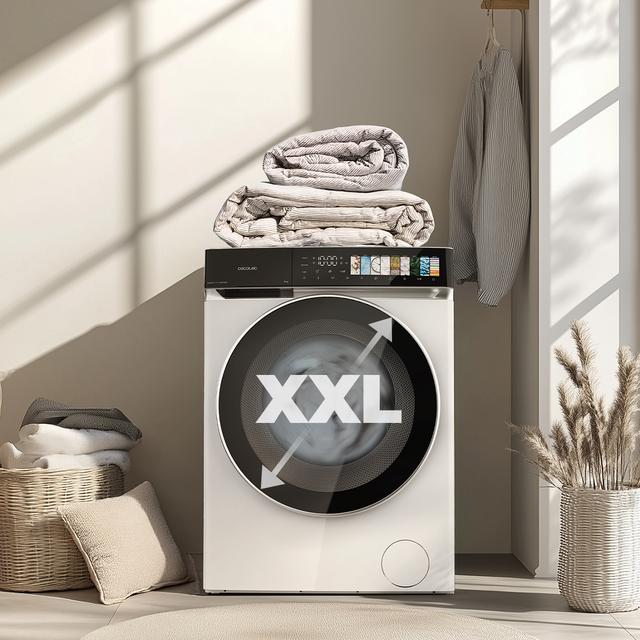Bolero DressCode 8970 Direct Drive Lavadora de 8 kg color blanco y clase A, con motor Direct Drive y  1400 rpm, 11 programas, pantallaFullColor, puerta XXL y función vapor SteamMax, Spa Care, Soil Level, Delay End, My Fav, luz interior, Drum Clean Plus y Stop&Go