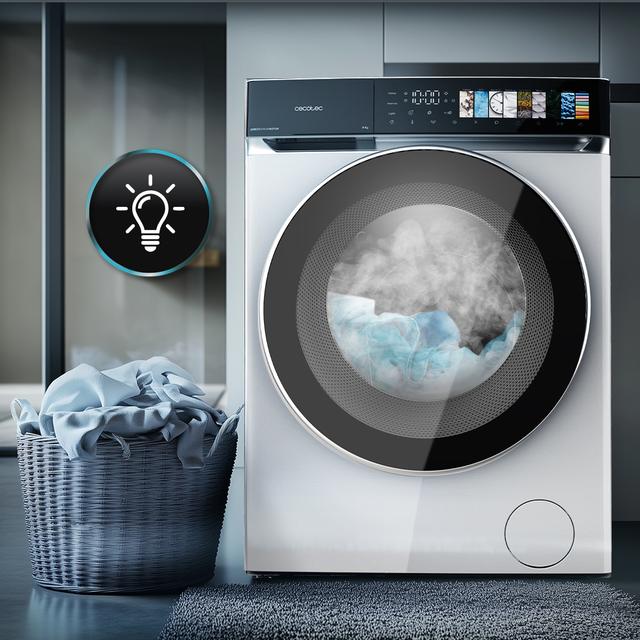 Bolero DressCode 8970 Direct Drive Lavadora de 8 kg color blanco y clase A, con motor Direct Drive y  1400 rpm, 11 programas, pantallaFullColor, puerta XXL y función vapor SteamMax, Spa Care, Soil Level, Delay End, My Fav, luz interior, Drum Clean Plus y Stop&Go