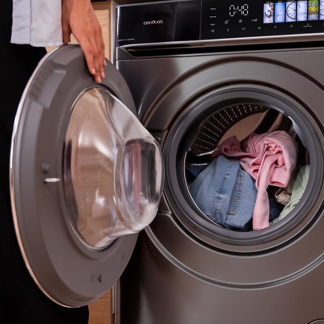 Bolero DressCode 9970 Direct Drive Steel Lavadora de 9 kg color steel y clase A, con motor Direct Drive y  1400 rpm, 11 programas, pantalla FullColor, puerta XXL y función vapor SteamMax, Spa Care, Soil Level, Delay End, My Fav, luz interior, Drum Clean Plus y Stop&Go