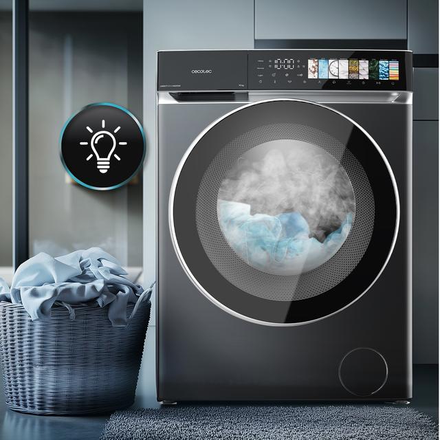 Bolero DressCode 10970 Direct Drive Steel Lavadora de 10 kg color steel y clase A, con motor Direct Drive y  1400 rpm, 11 programas, pantalla FullColor, puerta XXL y función vapor SteamMax, Spa Care, Soil Level, Delay End, My Fav, luz interior, Drum Clean Plus y Stop&Go
