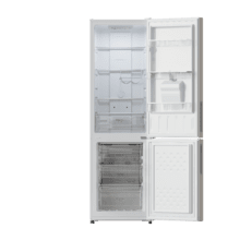 Bolero CoolMarket Combi 250 WD Total White Glass D Frigorífico Combi 250L de 180x55 cm con Dispensador de Agua, Compresor Inverter Plus, Total No Frost, Clase Energética D, Fast Cooling, Multi Air Flow, Fast Cooling y cajón con regulación de humedad así como alarmas de puerta abierta y fallo de funcionamiento.