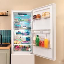 Bolero CoolMarket Combi 250 WD Total White Glass D Frigorífico Combi 250L de 180x55 cm con Dispensador de Agua, Compresor Inverter Plus, Total No Frost, Clase Energética D, Fast Cooling, Multi Air Flow, Fast Cooling y cajón con regulación de humedad así como alarmas de puerta abierta y fallo de funcionamiento.