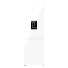 Bolero CoolMarket Combi 250 WD Total White Glass D Frigorífico Combi 250L de 180x55 cm con Dispensador de Agua, Compresor Inverter Plus, Total No Frost, Clase Energética D, Fast Cooling, Multi Air Flow, Fast Cooling y cajón con regulación de humedad así como alarmas de puerta abierta y fallo de funcionamiento.