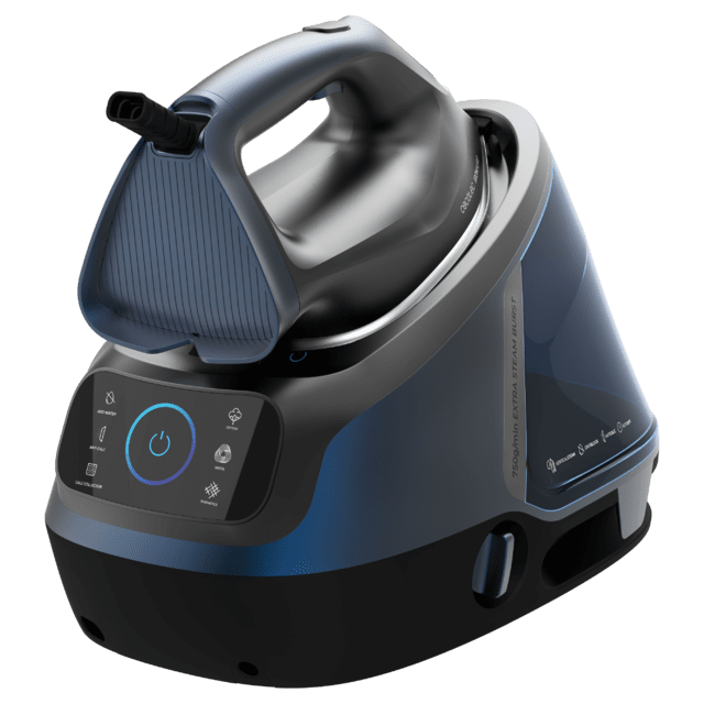 IronHero H-3000 Station Geyser Centro de planchado vertical de 3000W con suela cerámica para un deslizamiento suave y eficiente. Genera 155g/min de vapor, ideal para eliminar arrugas y tratar tejidos gruesos. Cuenta con bomba de agua automática y sistema antigoteo. Incluye pantalla táctil, que ajusta automáticamente el vapor.Su doble sistema antical y tecnología Cyclo Clean aseguran un vapor limpio y prolongan la vida útil del aparato. Seguridad garantizada con apagado automático.