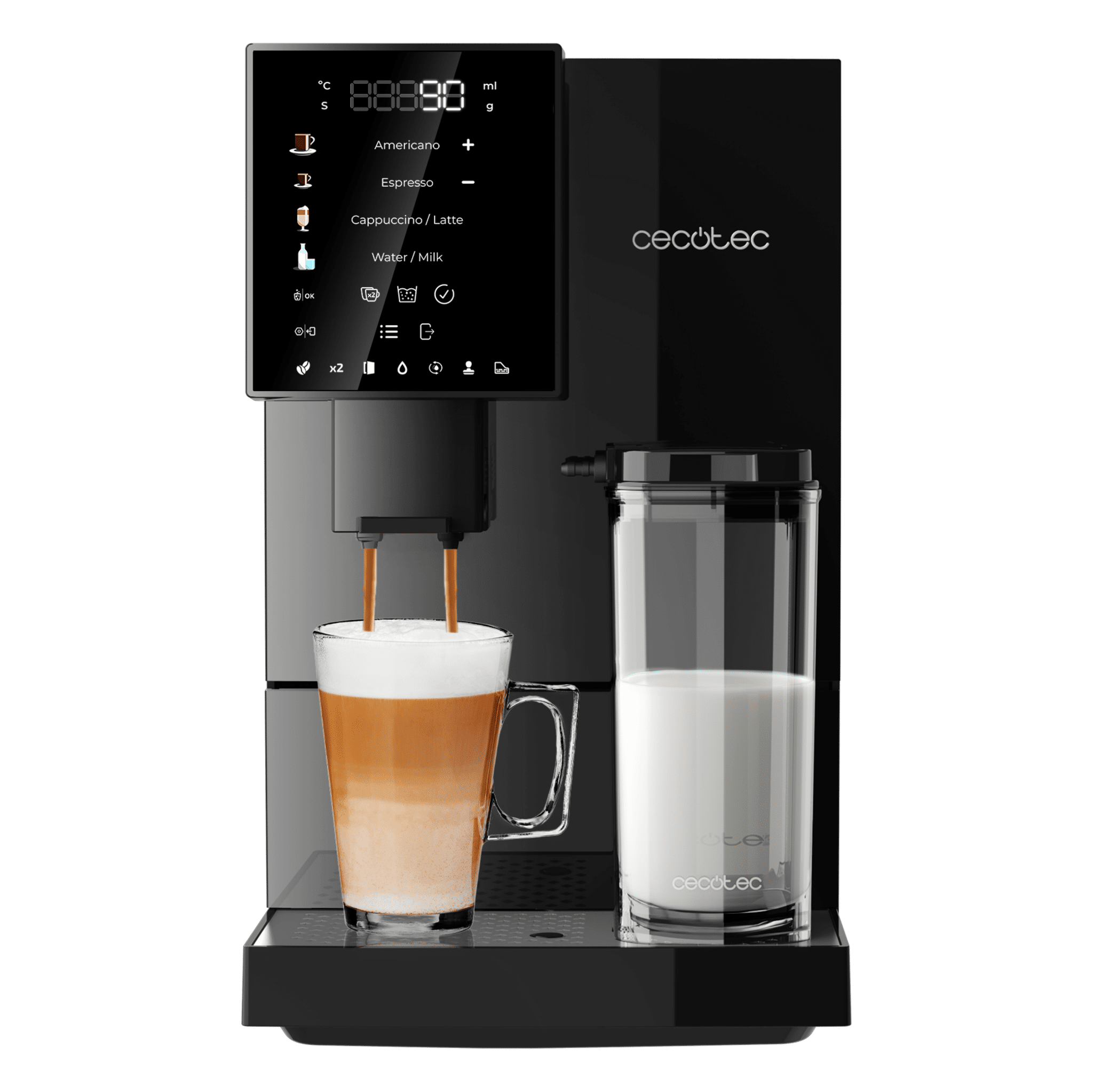 Cremmaet Compactccino Black Machine à café super-automatique compacte avec 19 bars, réservoir de lait et système Thermoblock.