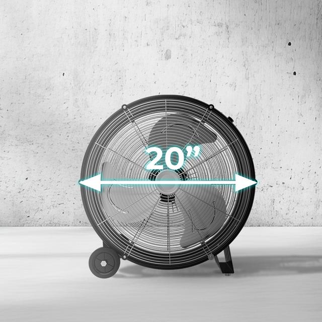 ProIndustry 2000 Ventilador de Suelo Industrial de 20” con Potencia de 120 W, 3 Velocidades, Aspas de Aluminio, Alta Seguridad y Fácil Transporte