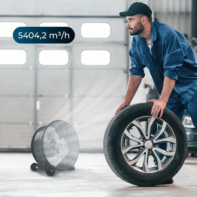 ProIndustry 2000 Ventilador de Suelo Industrial de 20” con Potencia de 120 W, 3 Velocidades, Aspas de Aluminio, Alta Seguridad y Fácil Transporte