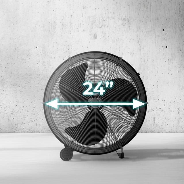 ProIndustry 2400 Ventilador de Suelo Industrial de 24” con Potencia de 180 W, 3 Velocidades, Aspas de Aluminio, Alta Seguridad y Fácil Transporte