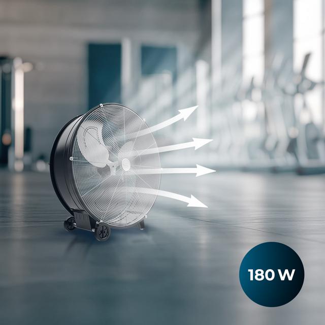 ProIndustry 2400 Ventilador de Suelo Industrial de 24” con Potencia de 180 W, 3 Velocidades, Aspas de Aluminio, Alta Seguridad y Fácil Transporte