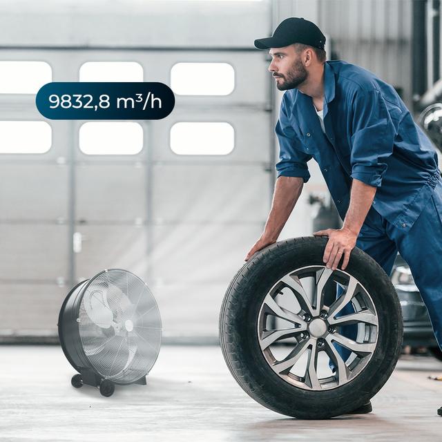 ProIndustry 2400 Ventilador de Suelo Industrial de 24” con Potencia de 180 W, 3 Velocidades, Aspas de Aluminio, Alta Seguridad y Fácil Transporte