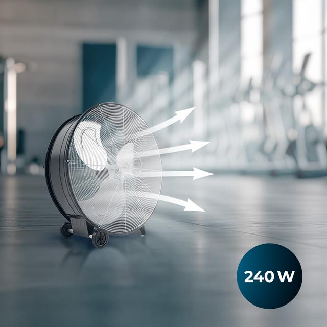 ProIndustry 3000 Ventilador de Suelo Industrial de 30” con Potencia de 240 W, 3 Velocidades, Aspas de Aluminio, Alta Seguridad y Fácil Transporte
