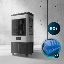 AirIndustry 60000 Climatizzatore industriale da 60L con 6000 m³/h, 200W, 3 velocità, Uso facile e ruote multidirezionali