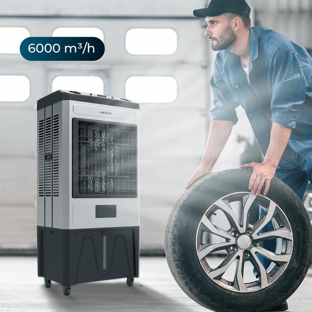 AirIndustry 60000 Climatizzatore industriale da 60L con 6000 m³/h, 200W, 3 velocità, Uso facile e ruote multidirezionali
