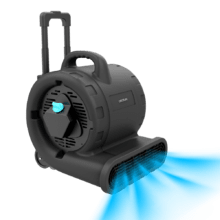 BlowIndustry 6000 FlowFloor Soplador de Aire de 600W con 1350 RPM, 3 Velocidades, 2700 m³/h, Ruedas y Mango Retráctil para Fácil Transporte