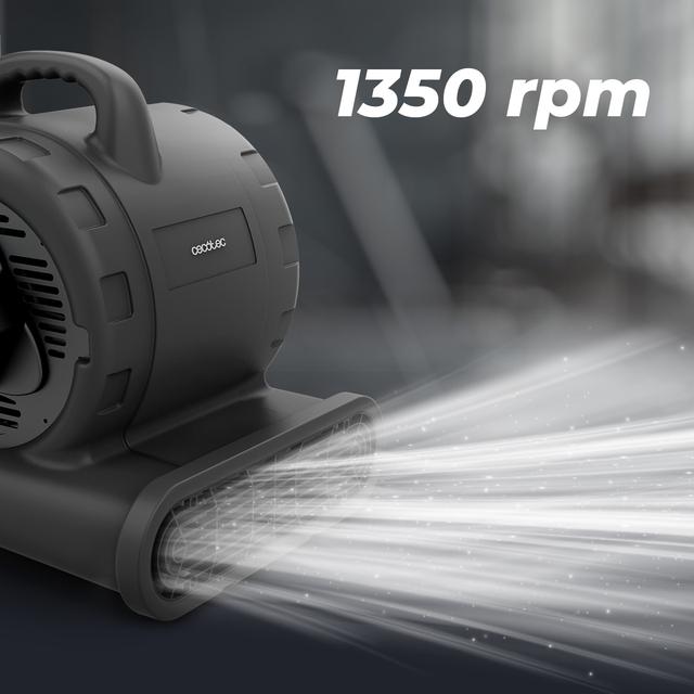 BlowIndustry 6000 FlowFloor Ventilatore da 600 W con 1350 giri/min, 3 velocità, 2700 m³/h, ruote e maniglia a scomparsa per un trasporto facile