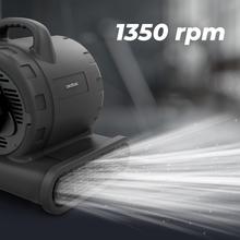 BlowIndustry 6000 FlowFloor Ventilatore da 600 W con 1350 giri/min, 3 velocità, 2700 m³/h, ruote e maniglia a scomparsa per un trasporto facile