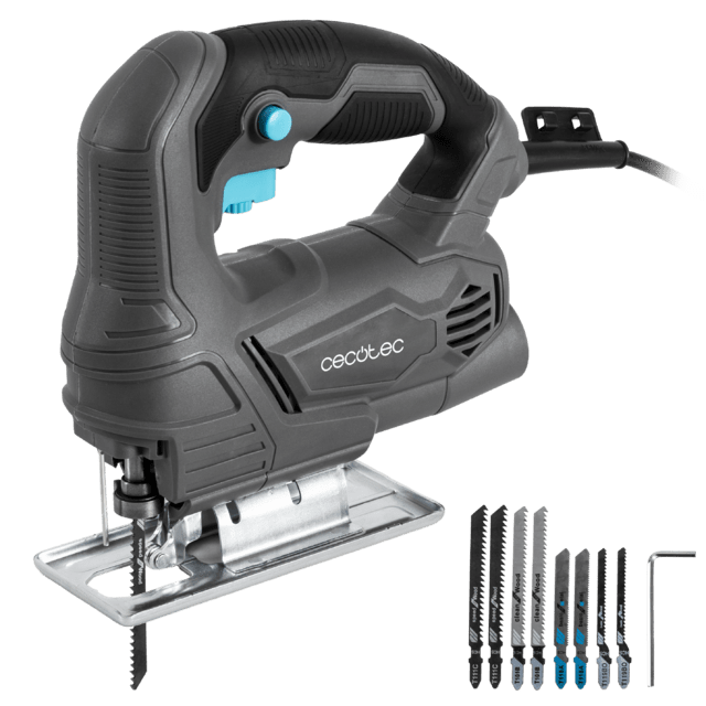 MultiCut 4000 Sierra de calar 400W de potencia. Velocidad regulable. Cable 2m. Corte hasta 45º. Adaptador para aspirador. Incluye 8 sierras para diferentes materiales.