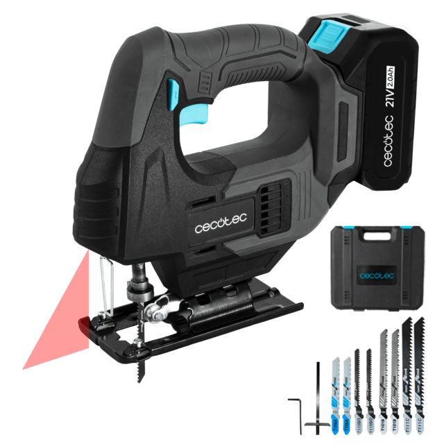 MultiCut 500 Vision Liberty Sierra de calar a batería 21V. Libertad movimiento. Cambio de mandril sin llave. Láser guía y luz LED. Incluye 8 sierras y regla guía.