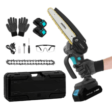 MontanaForce 6000 Hand Sierra de podar 6". Motor sin escobillas, Brushless. Batería 21V. Engrasador a botón. Incluye maletín, cadena extra y set de accesorios.