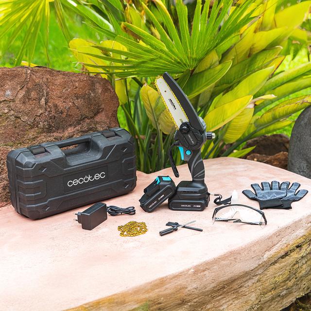 MontanaForce 6000 Hand Sierra de podar 6". Motor sin escobillas, Brushless. Batería 21V. Engrasador a botón. Incluye maletín, cadena extra y set de accesorios.